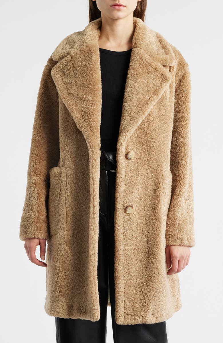 BOSS Orange Catedy Faux Shearling Coat, Alternate, color, Tan