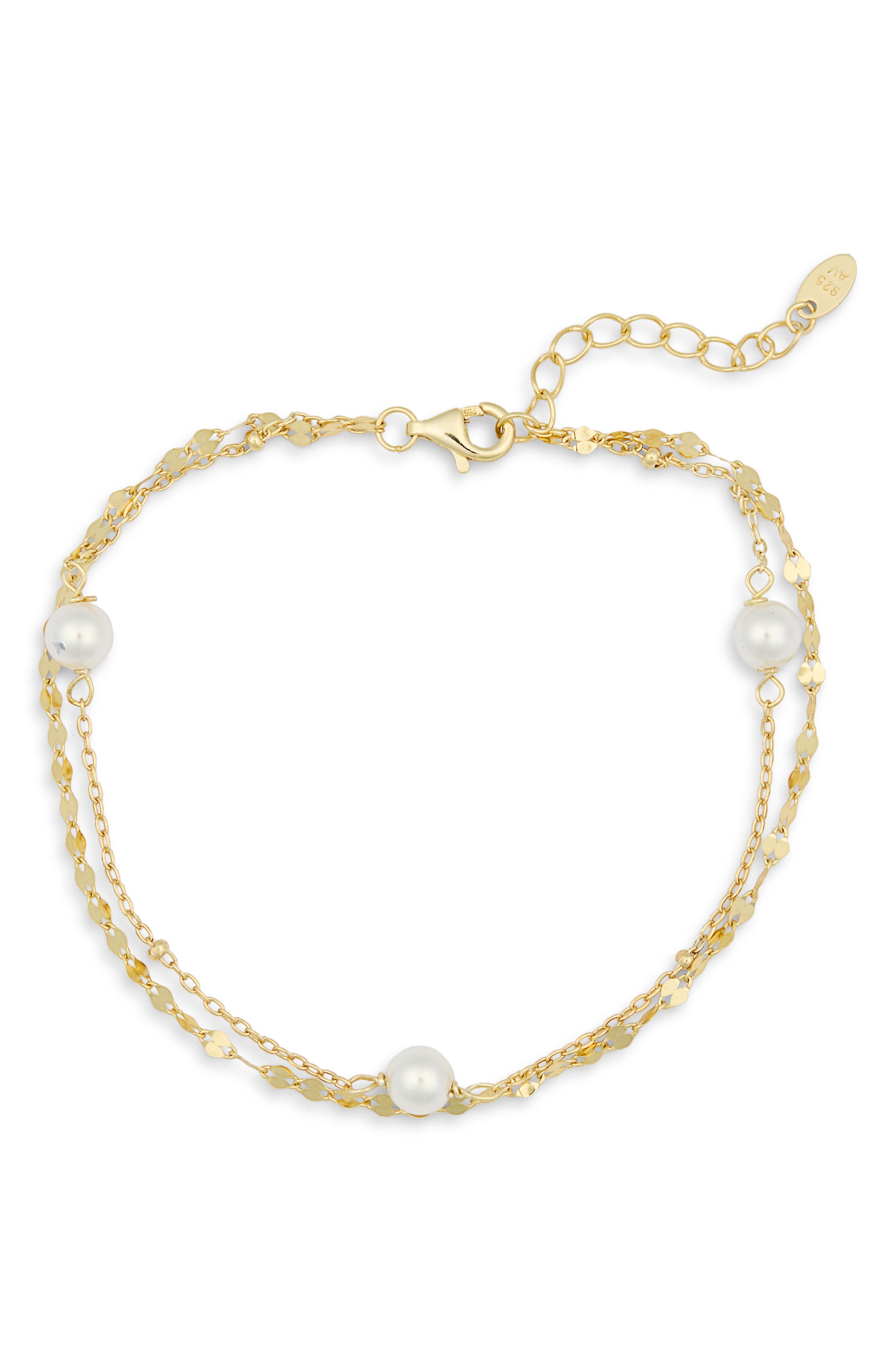 Argento Vivo Sterling Silver Freshwater Pearl Double Chain Bracelet