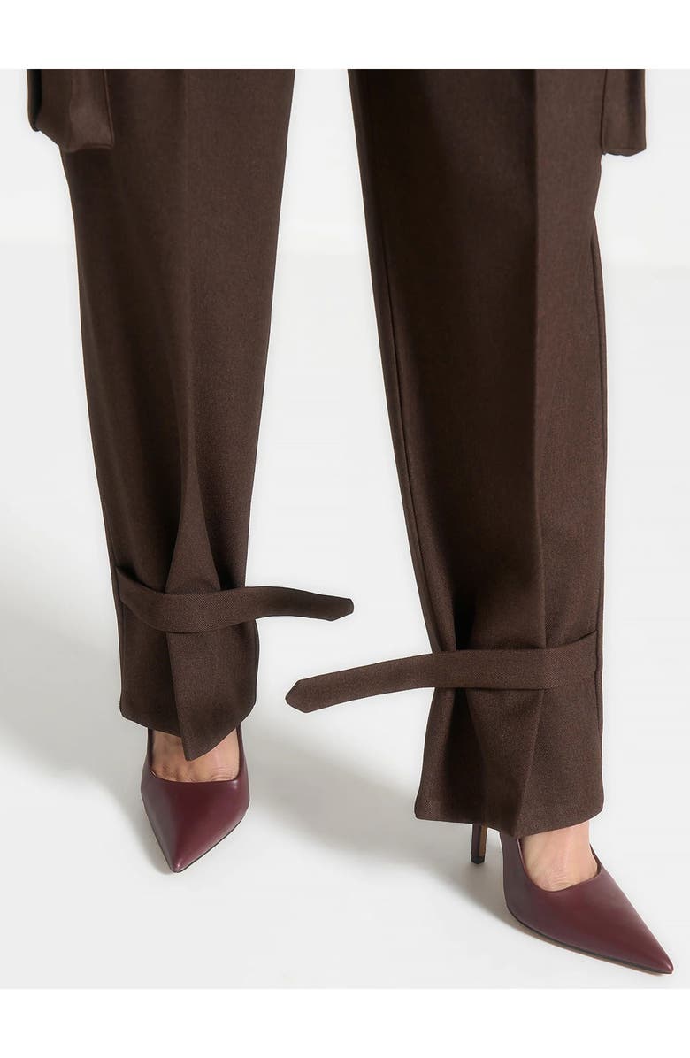 Manière De Voir Danielle Tailored Pleated Cargo Trousers, Alternate, color, Brown