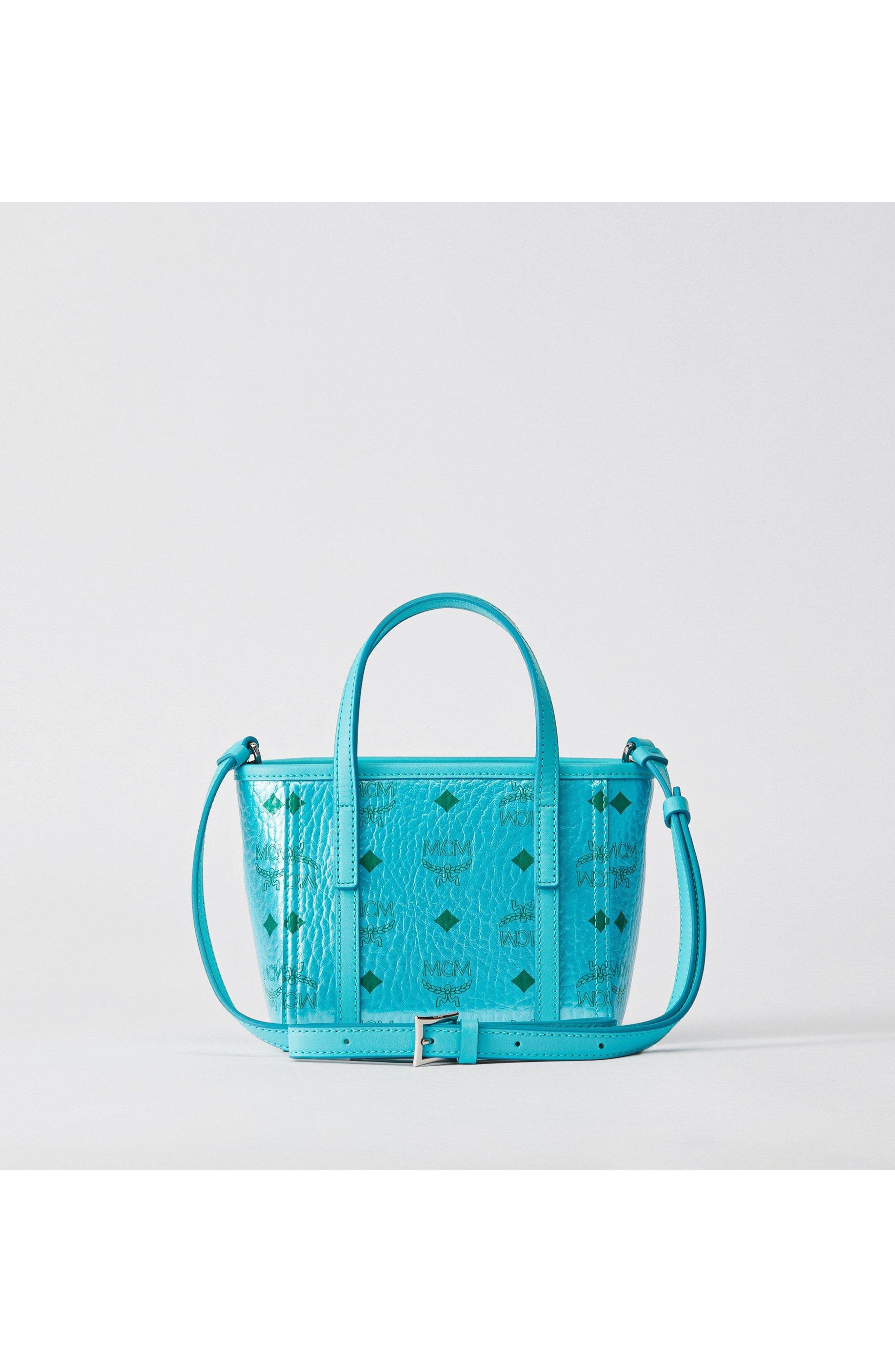 X-Mini Toni Top-Zip Shopper in Visetos, Alternate, color, Blue Ceramic