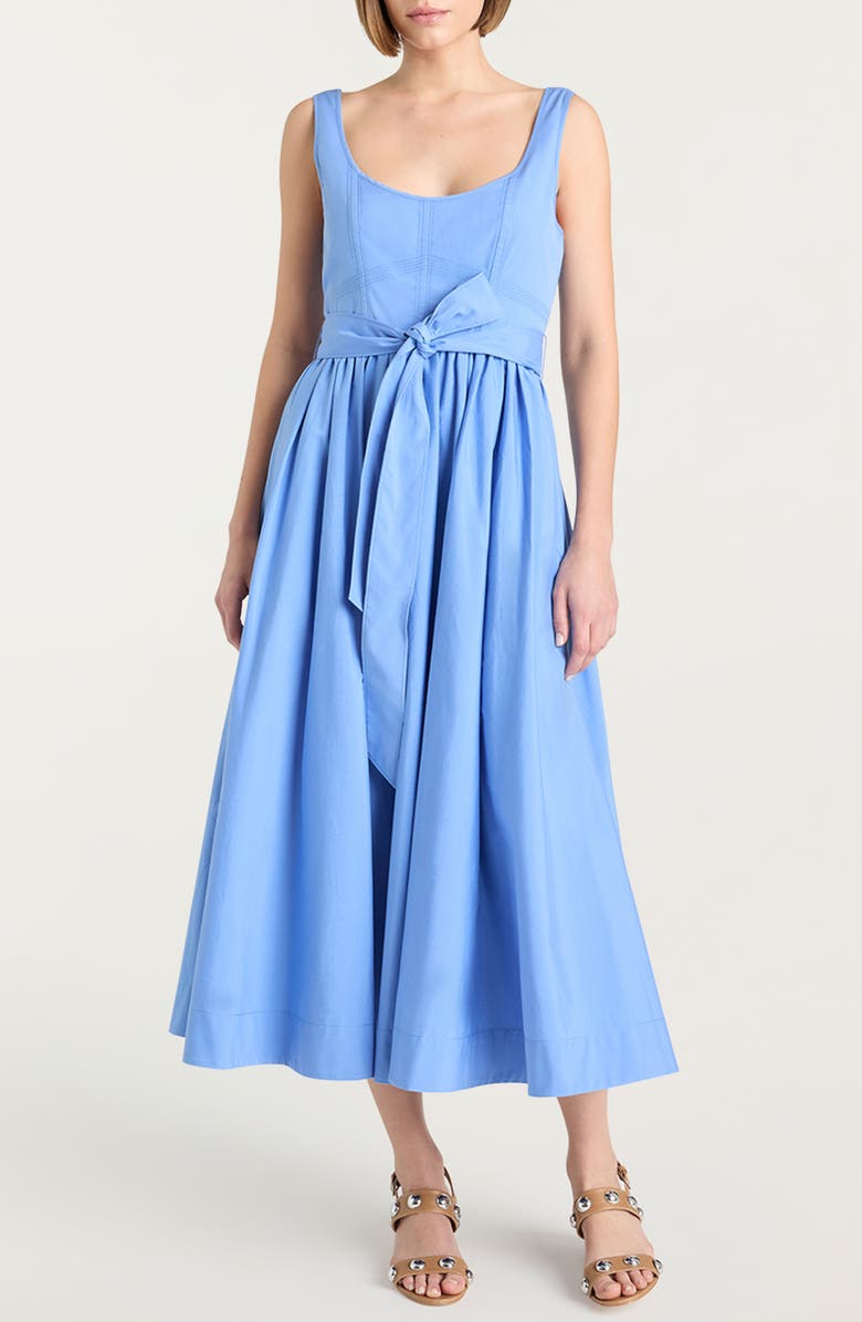 Cinq à Sept Kilah Cotton Blend Midi Dress, Main, color, Endless Sky