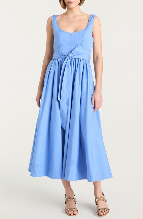 Cinq À Sept Kilah Cotton Blend Midi Dress In Blue