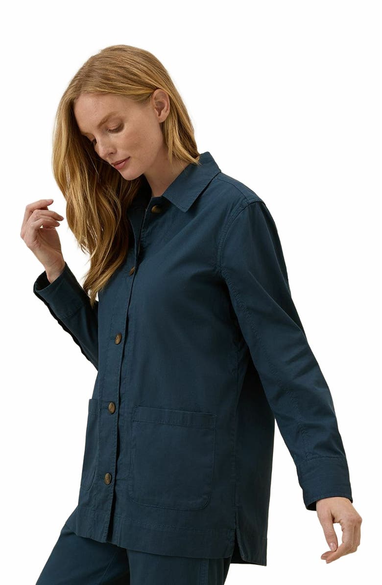 Pact Organic Cotton Daily Twill Oversized Lightweight Jacket, Alternate, color, French Navy