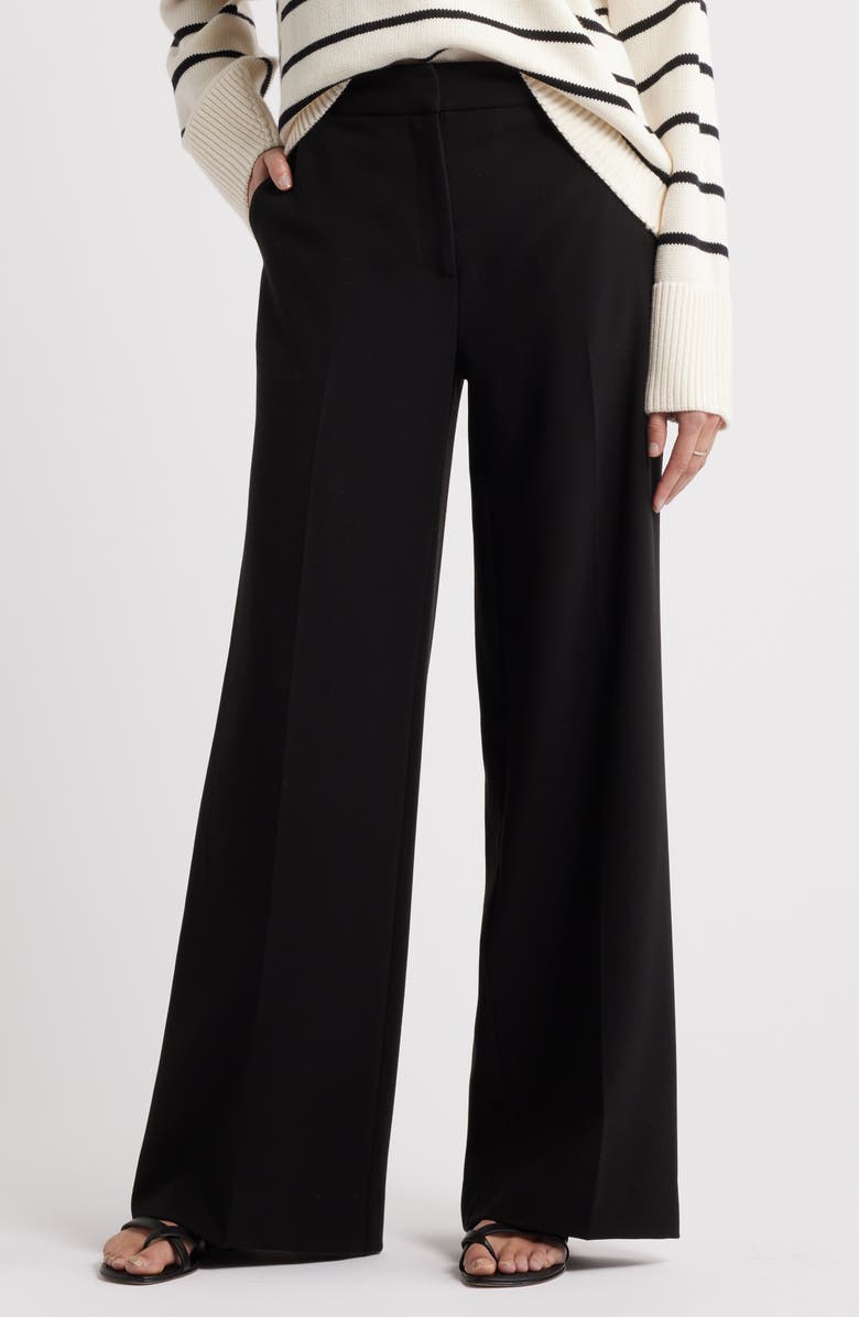 Nordstrom The Lennox Wide Leg Trousers, Main, color, Black