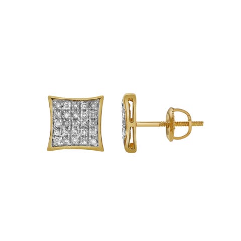 Encantador 10K Yellow Gold Diamond Unisex Earrings - 0.12 Cts
