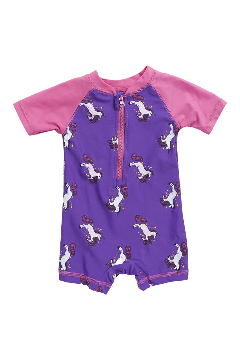 Baby One-Piece Rashguard, UPF 50+ Sun Protection Swimwear, Main, color, PINK