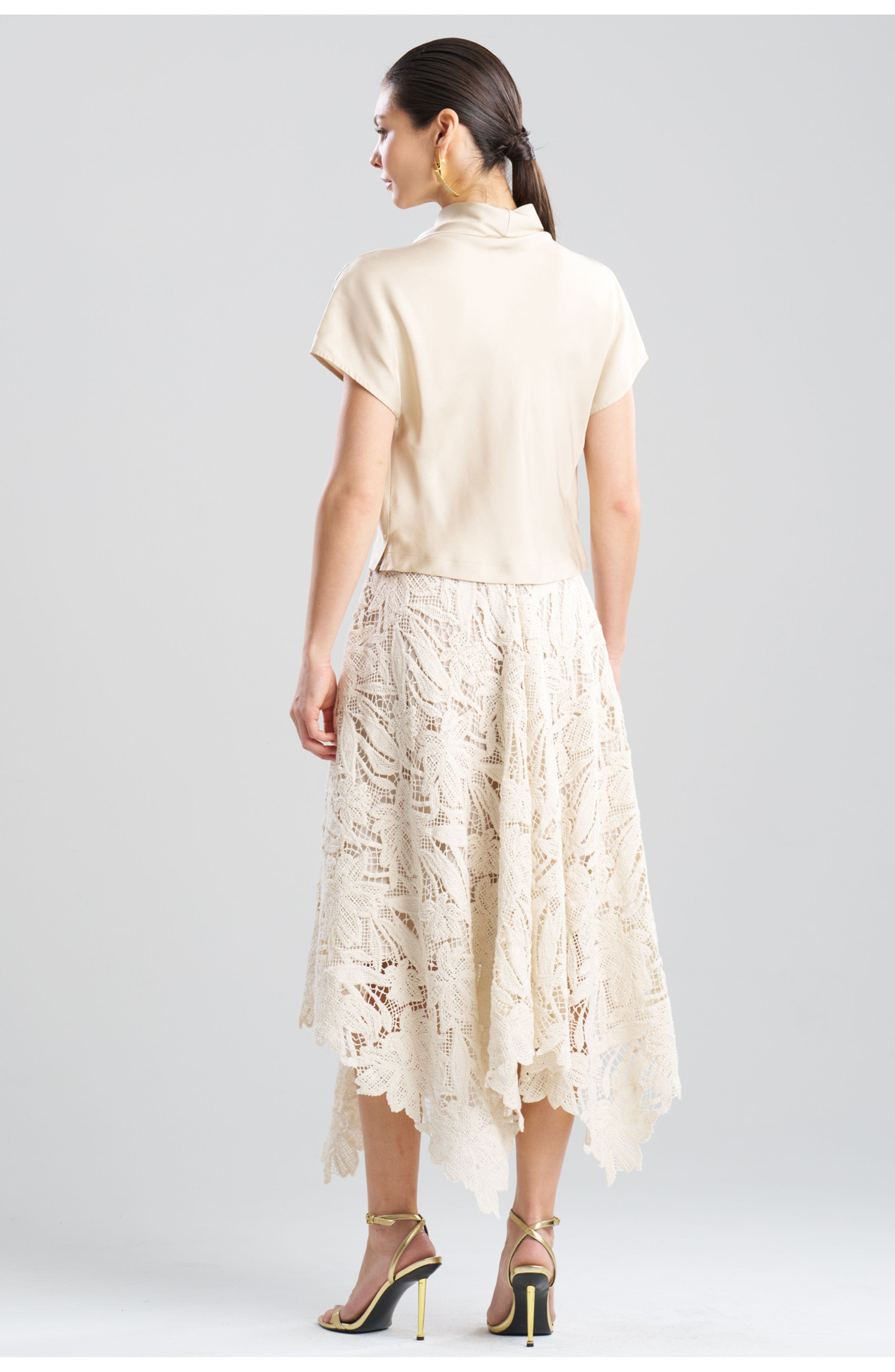 Solid Silk Twill Cap Sleeve Cowl Neck Top - image 2