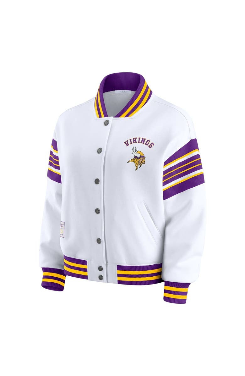 WEAR by Erin Andrews Women's WEAR by Erin Andrews White Minnesota Vikings Full-Snap Fleece Sweatshirt Jacket, Alternate, color, 