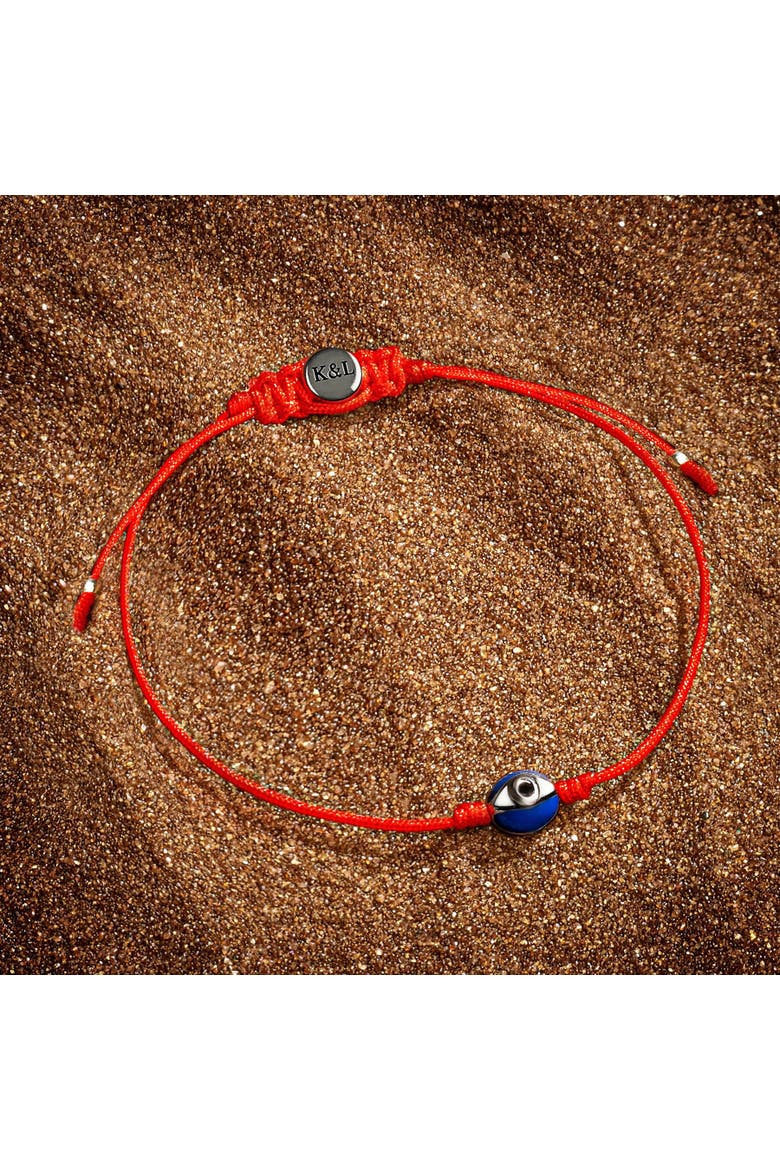 Men's Navy Enamel Evil Eye Red String Adjustable Bracelet Spiritual Freedom, Alternate, color, Red