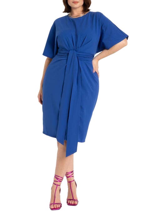 Cross Front Flutter Sleeve Dress (Plus)