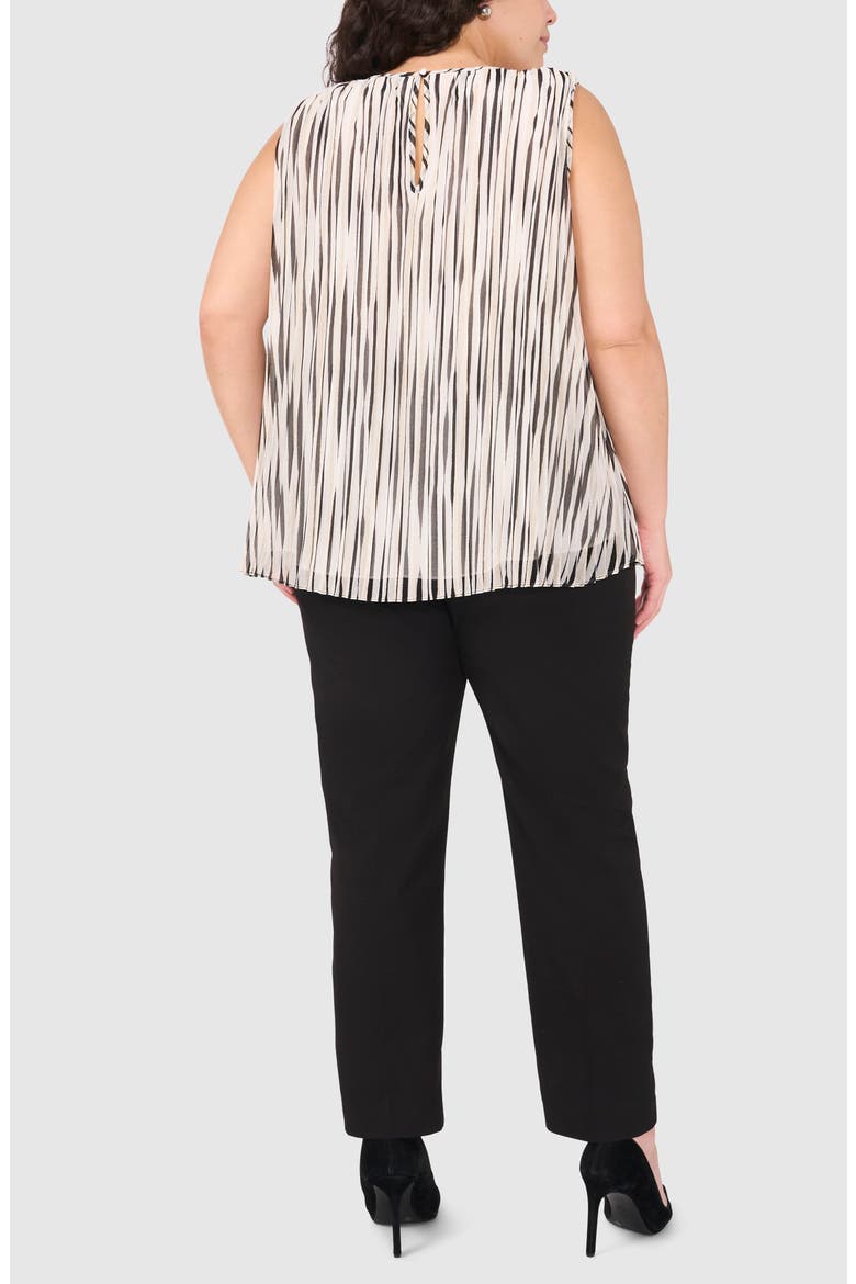 Stripe Sleeveless Pleated Shell, Alternate, color, NEW IVORY