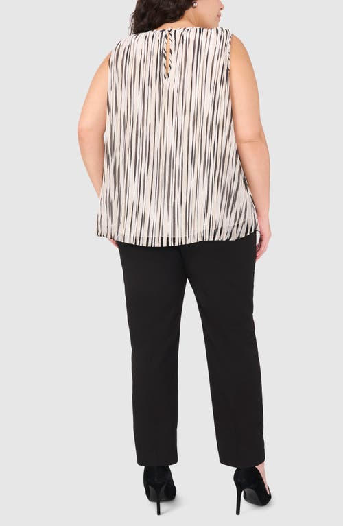 Halogenr Halogen(r) Stripe Sleeveless Pleated Shell In New Ivory