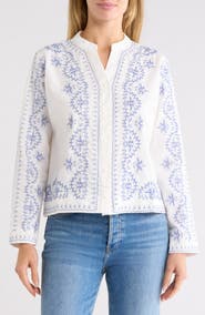 Forgotten Grace Embroidered Button Up Cotton & Linen Top