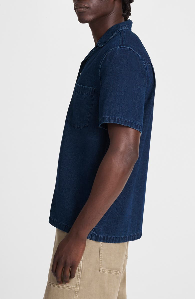Madewell Indigo Dyed Camp Shirt, Alternate, color, Dark Indigo