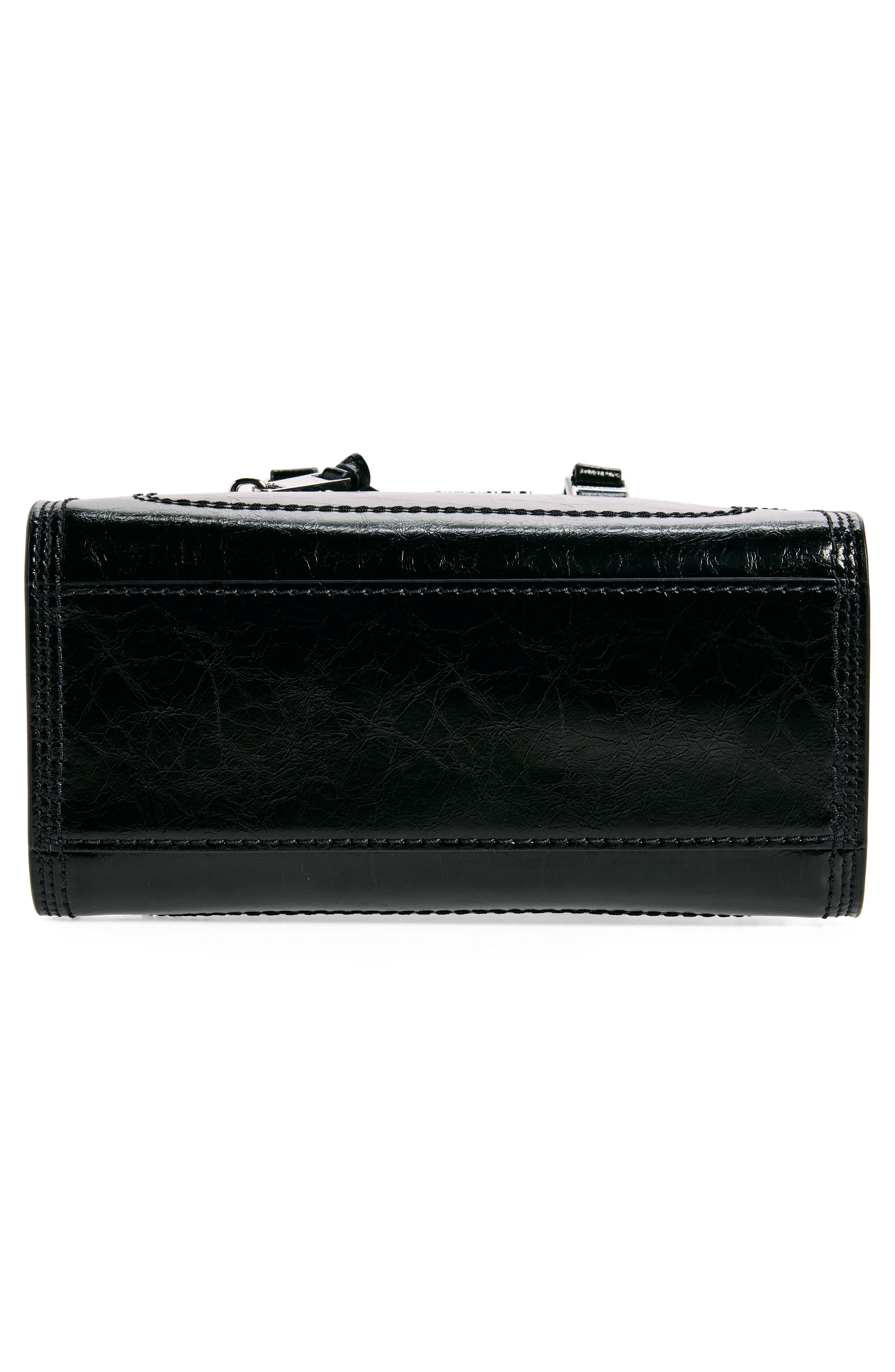 Small Leather Satchel, Alternate, color, BLACK