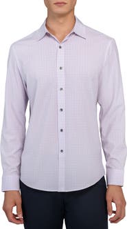 W.R.K Slim Fit Light Purple Grid Check Performance Button-Up Shirt