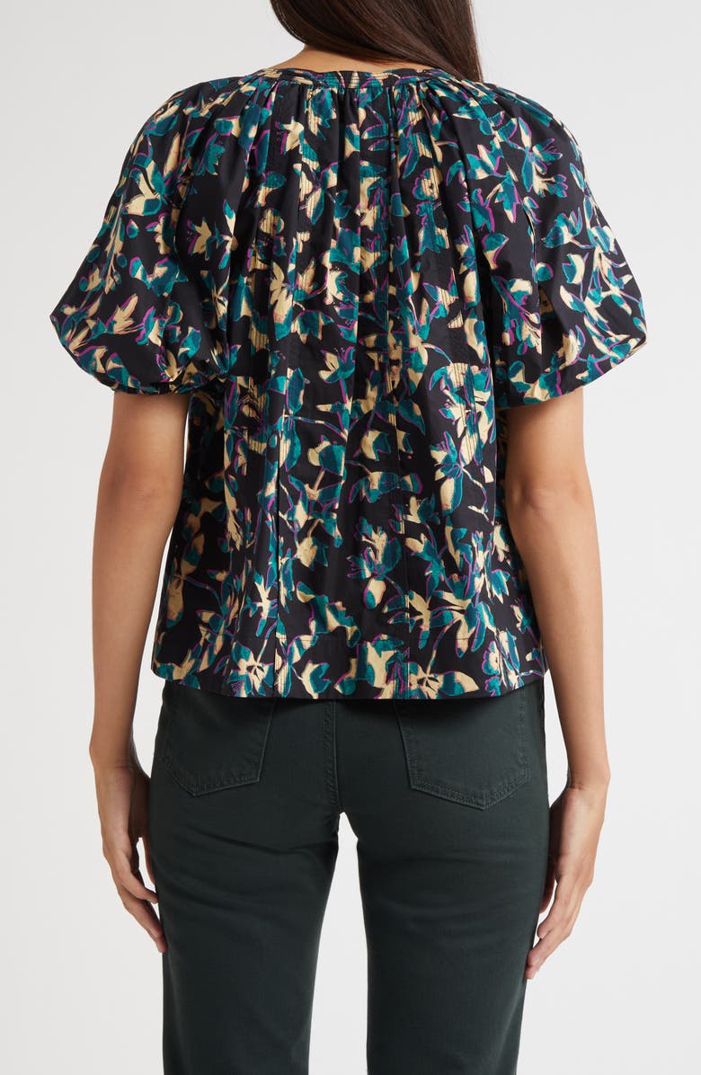 Ulla Johnson Tie Neck Puff Sleeve top, Alternate, color, Kaleidoscope