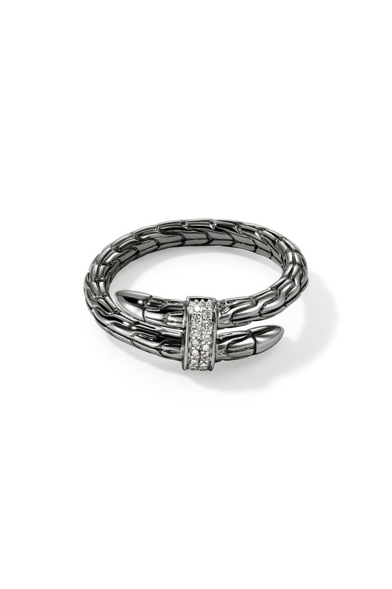 Spear Wrap Ring, Diamonds, Main, color, DARK STERLING SILVER