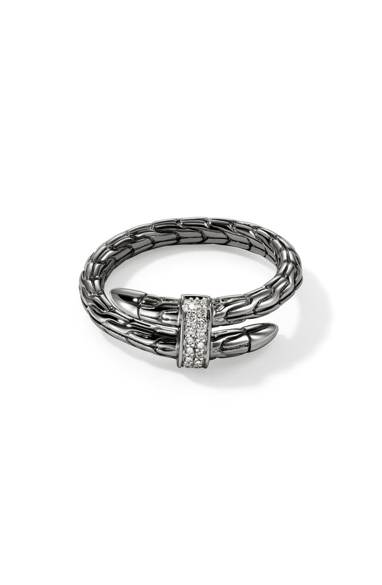 John Hardy Spear Flex Ring, Pavé, Main, color, Dark Sterling Silver