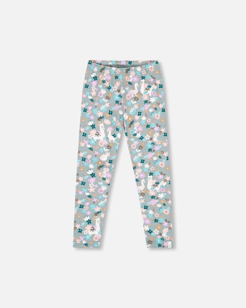 Deux Par Deux Kids'  Organic Cotton Leggings Llama In Blue