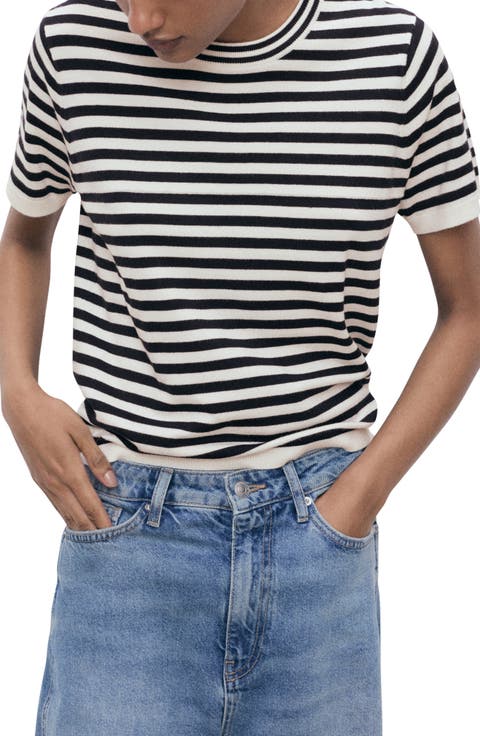 Stripe Short Sleeve Sweater