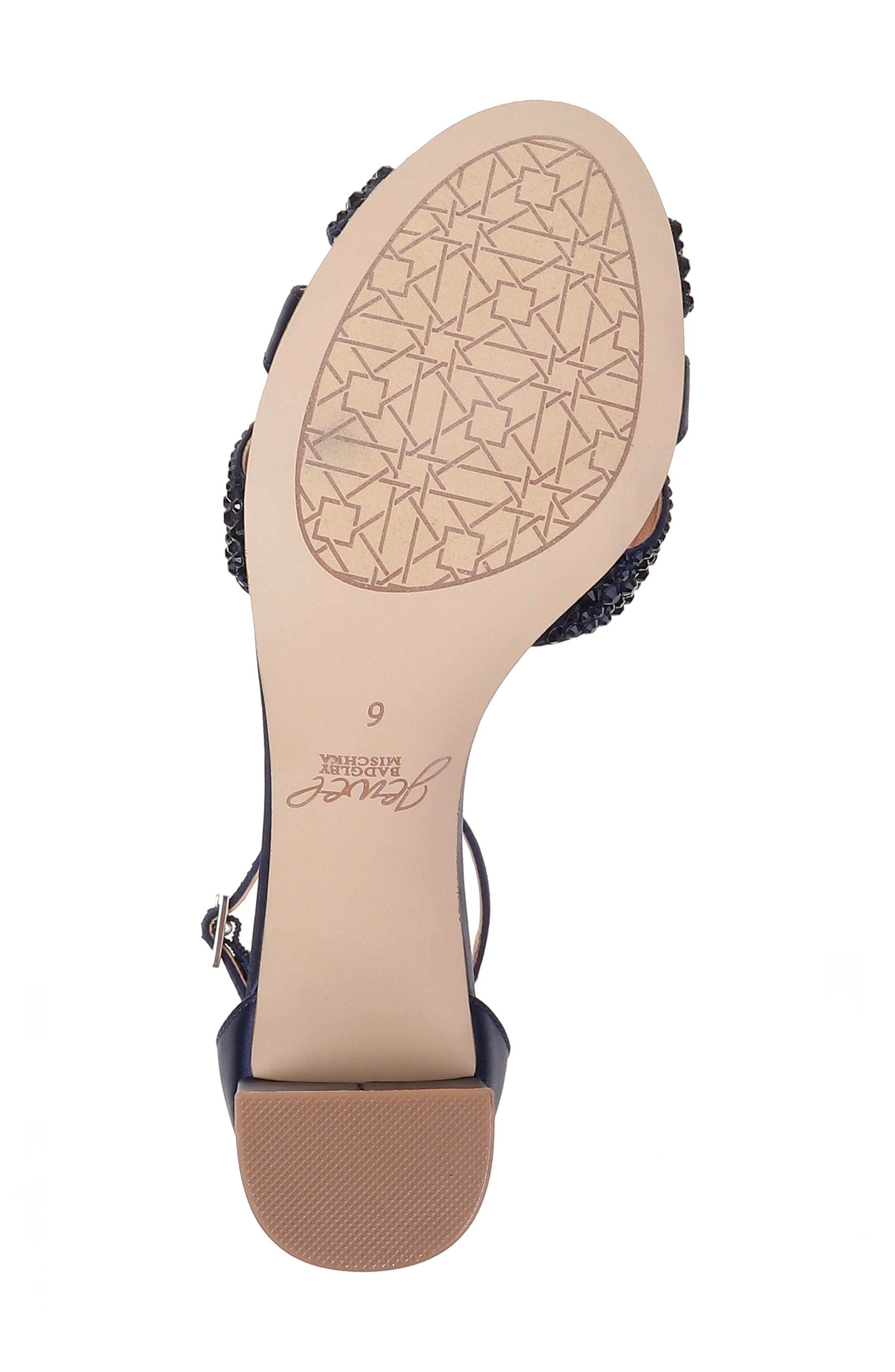 Sequoia Crystal Embellished Ankle Strap Sandal, Alternate, color, NAVY SATIN