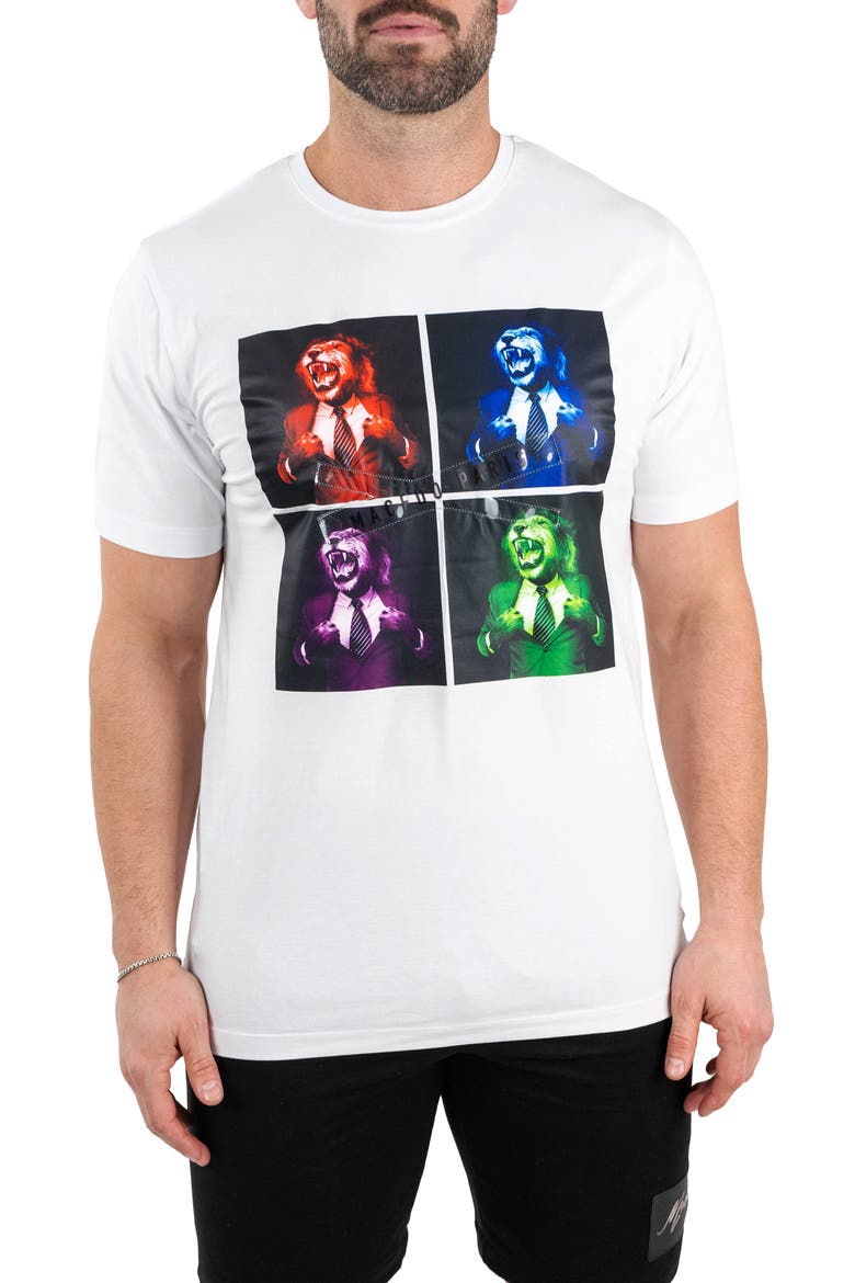 Lion Prism Graphic T-Shirt, Main, color, WHITE