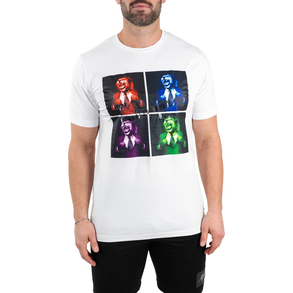 Maceoo Lion Prism Graphic T-shirt In White