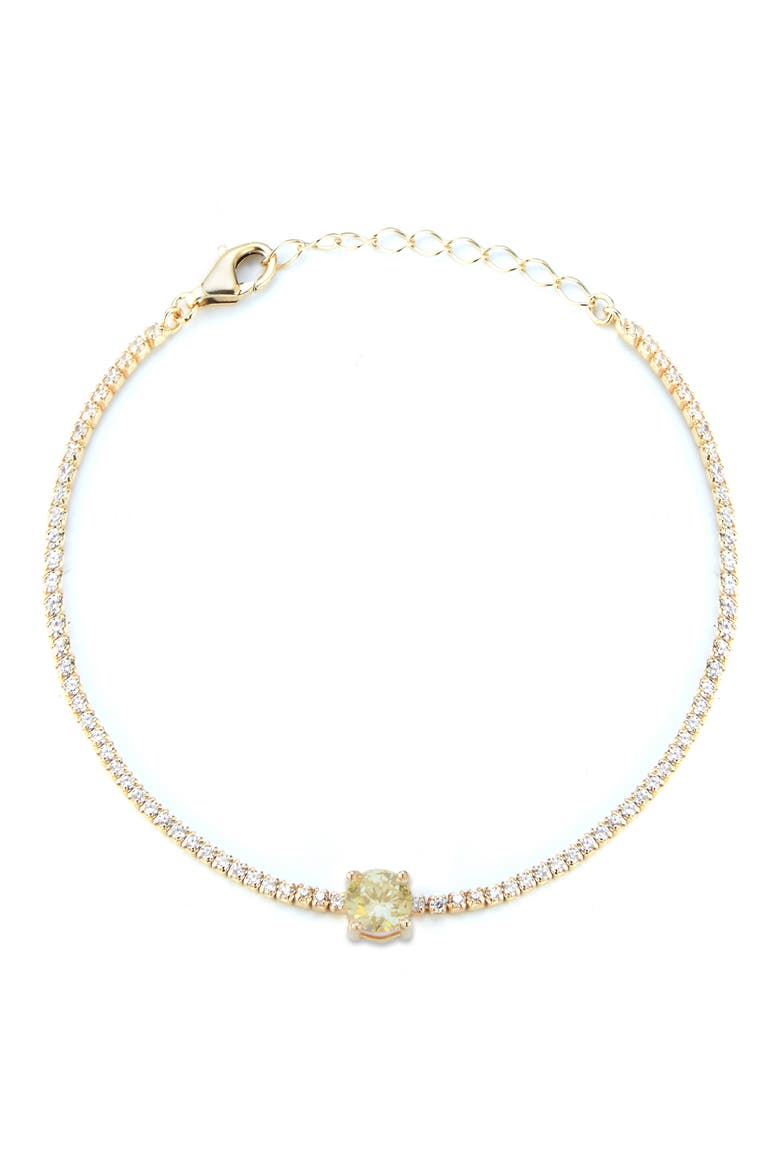 14K Gold Plated Cubic Zirconia Tennis Bracelet, Main, color, GOLD/YELLOW