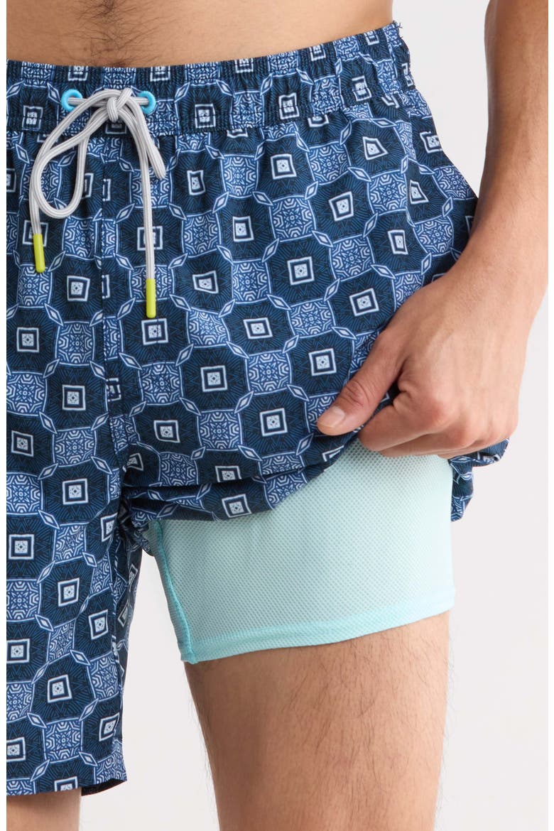 Naples Barcelos Tiles 6-Inch Performance Swim Trunks, Alternate, color, DRESS BLUES