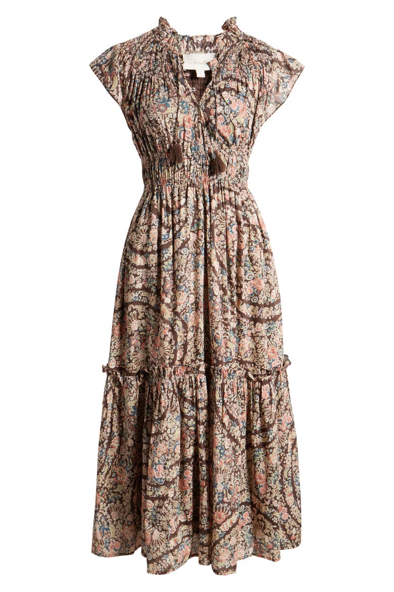 Indira Flutter Sleeve Organic Cotton Midi Dress, Alternate, color, DIVINA PRINT