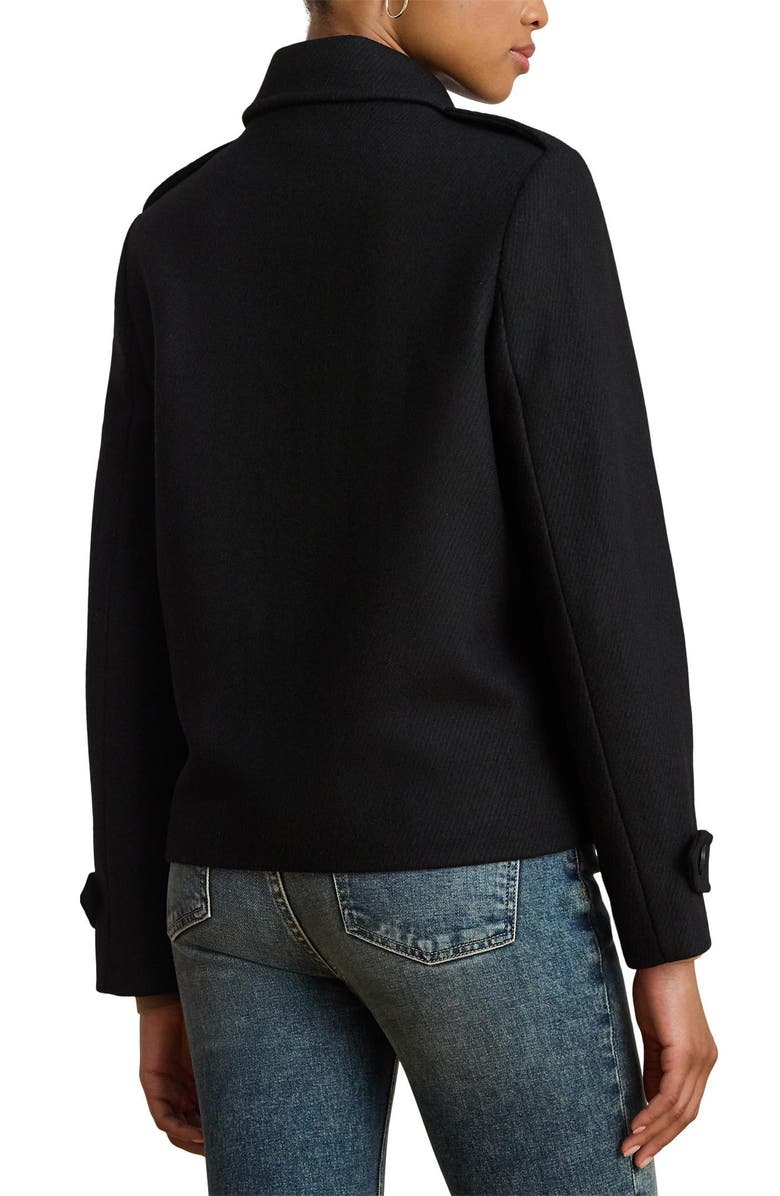 Lauren Ralph Lauren Double Breasted Wool Blend Twill Jacket, Alternate, color, Black