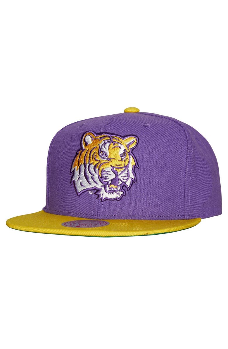 Mitchell & Ness Men's Mitchell & Ness Purple/Gold LSU Tigers 2-Tone 2.0 Snapback Hat, Main, color, 