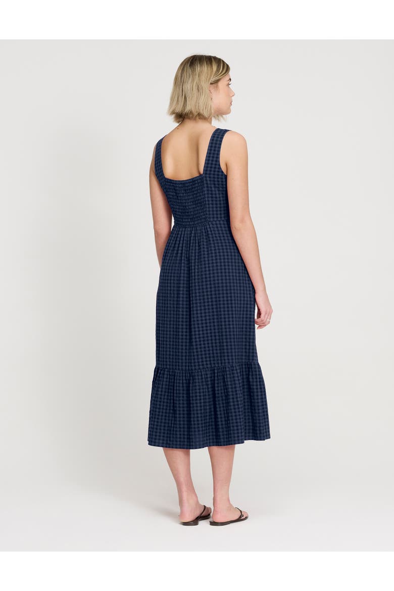 Cara Gingham Seersucker Midi Dress, Alternate, color, Navy