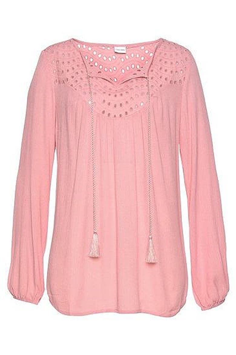 Boho Eyelet Blouse, Alternate, color, Mauve