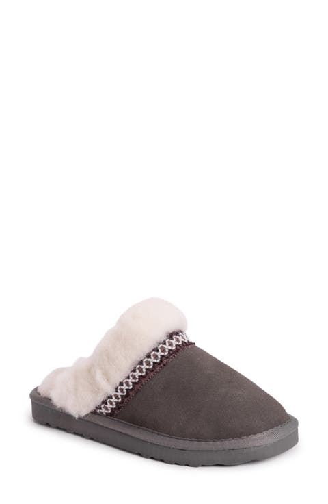 Dawn Suede Scuff Slipper with Genuine Shearling Trim (Women)