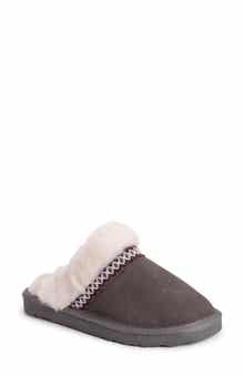 MUK LUKS Dawn Suede Scuff Slipper with Genuine Shearling Trim