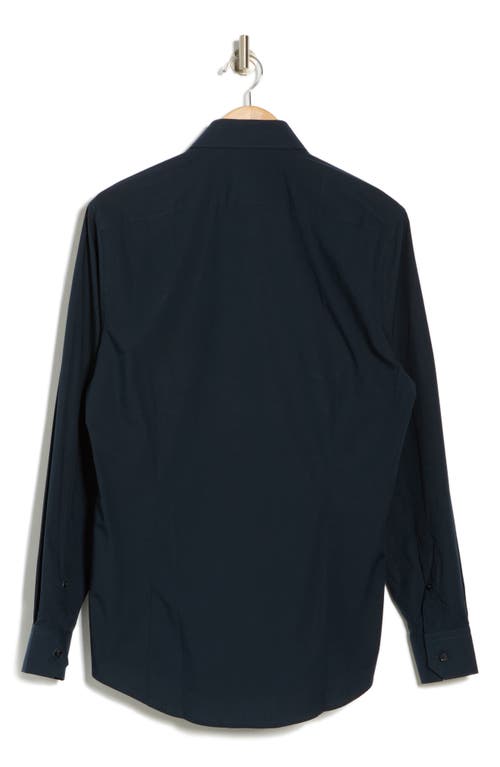 Cavalli Class Slim Fit Stretch Cotton Dress Shirt In Navy
