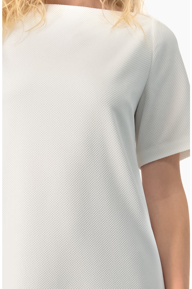 Clean Boat-Neck Short-Sleeve Shift Mini Dress, Alternate, color, White