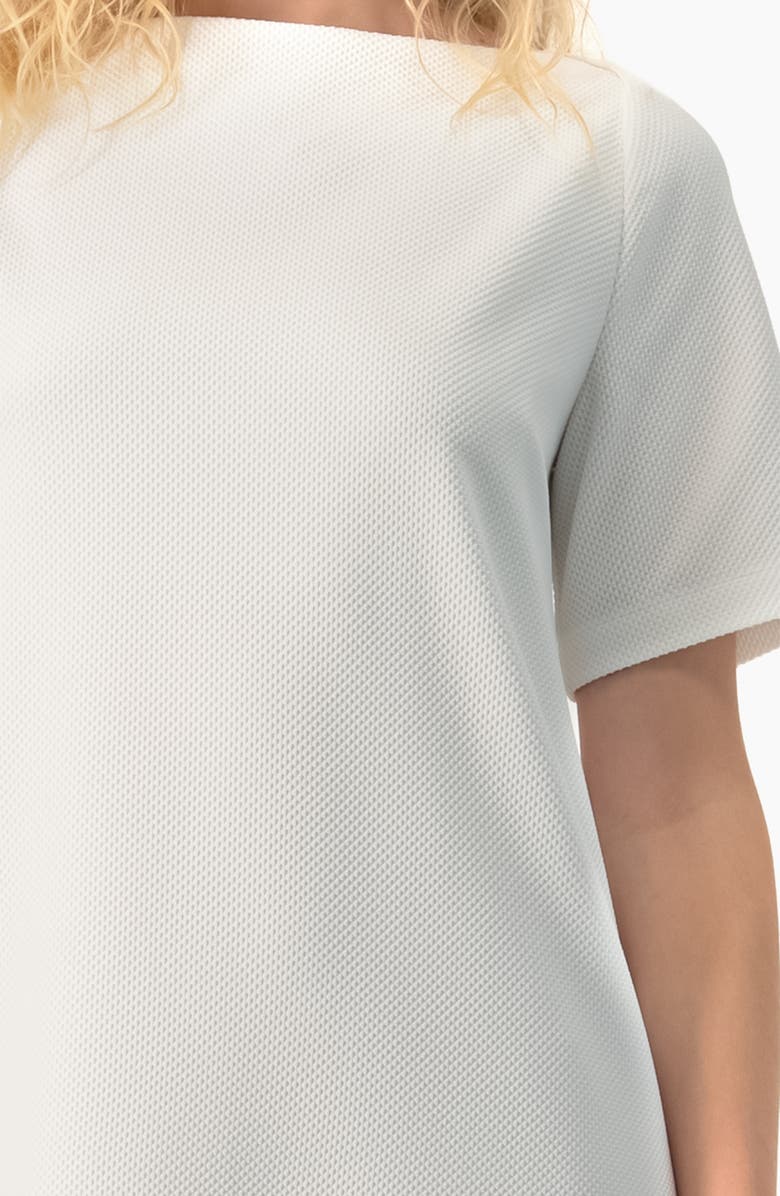 IVONNE Clean Boat-Neck Short-Sleeve Shift Mini Dress, Alternate, color, White