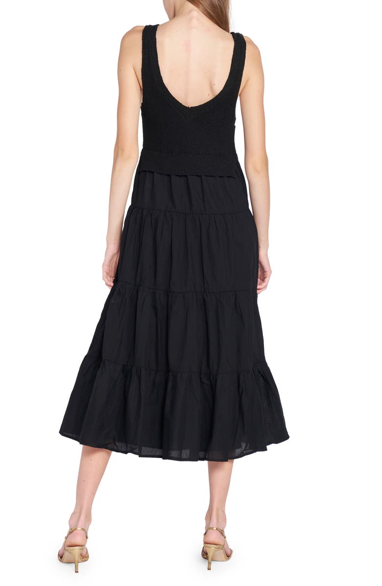 En Saison Mixed Media Tiered Midi Dress, Alternate, color,