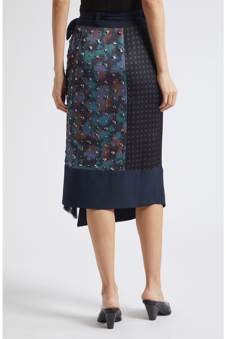 Desert Flower Bead Detail Mixed Print Wrap Skirt, Alternate, color, MIDNIGHT MULTI