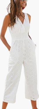 LASCANA Women's Sleeveless Eyelet Jumpsuit