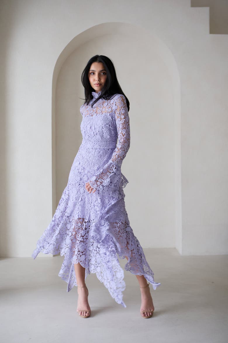 Leila High Neck Lace Dress Lilac, Alternate, color, Lilac