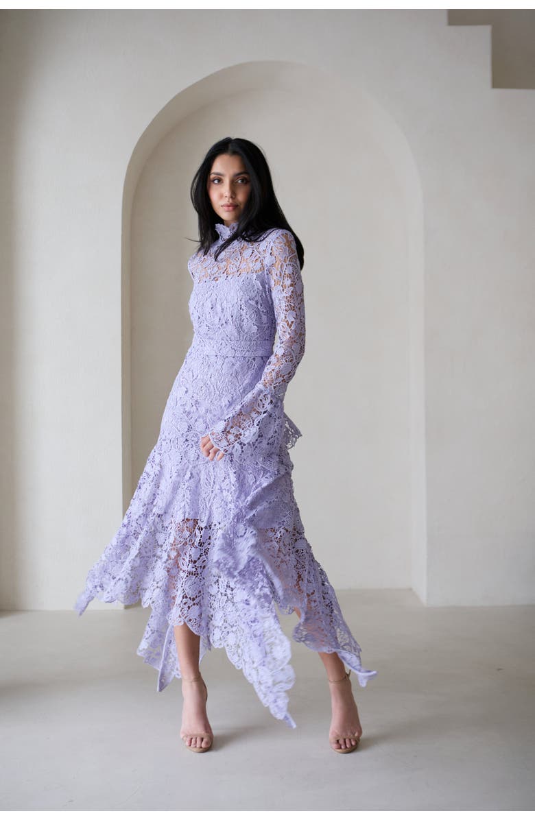 Vasiliki Leila High Neck Lace Dress Lilac, Alternate, color, Lilac