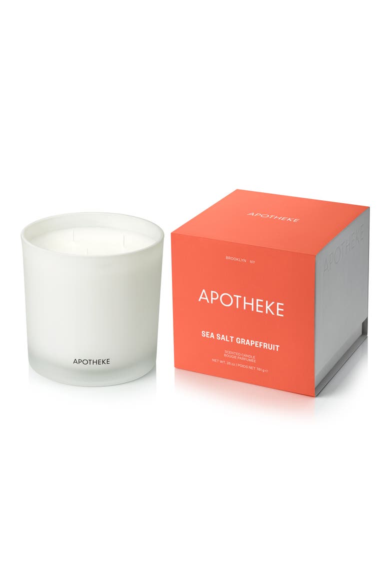 Sea Salt Grapefruit 3-Wick Scented Candle, Main, color, WHITE