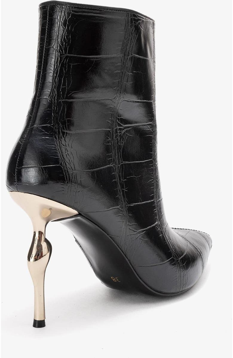Prologue Shoes Crista Pointed Toe Bootie, Alternate, color, Black Print Faux Leather