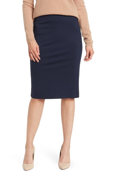 Pull-On Ponte Pencil Skirt