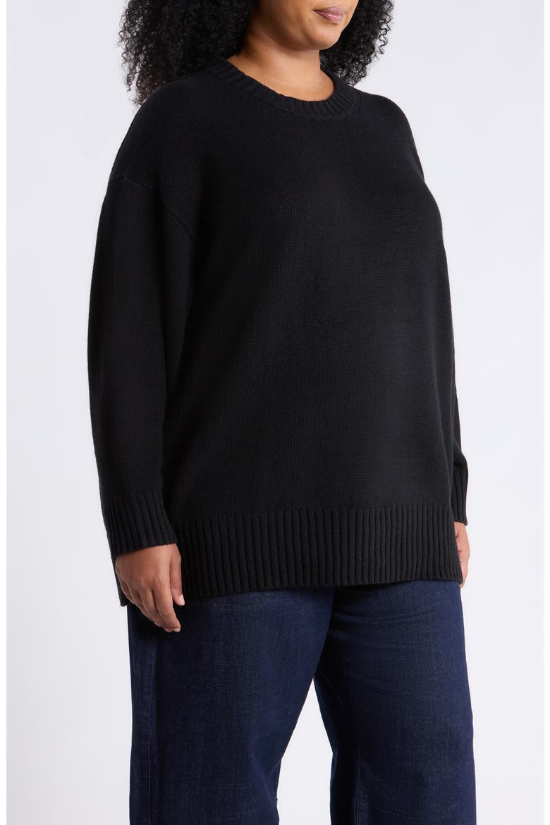 Cotton and Cashmere Crewneck Sweater, Alternate, color, BLACK