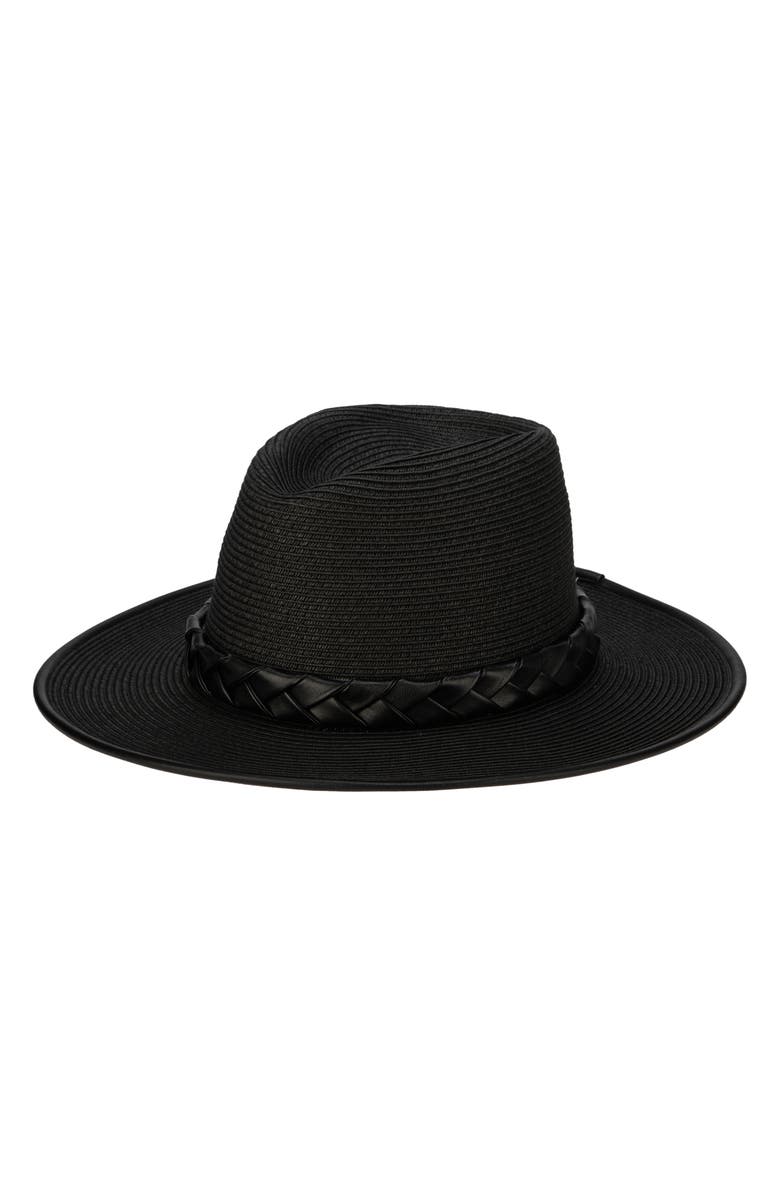 San Diego Hat Braided Band Fedora, Main, color, Black